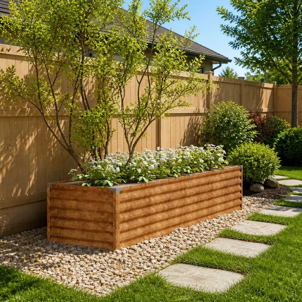 Garden Raised Bed Planter Brown 194x50x36 cm Corten Steel Durable Outdoor Vegetable Flowers