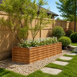 Garden Raised Bed Planter 194x50x36 cm Corten Steel Outdoor Vegetable Flowers