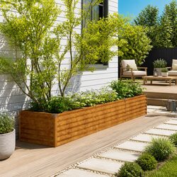 Concise Corten Steel Raised Garden Bed, 291x50x36cm