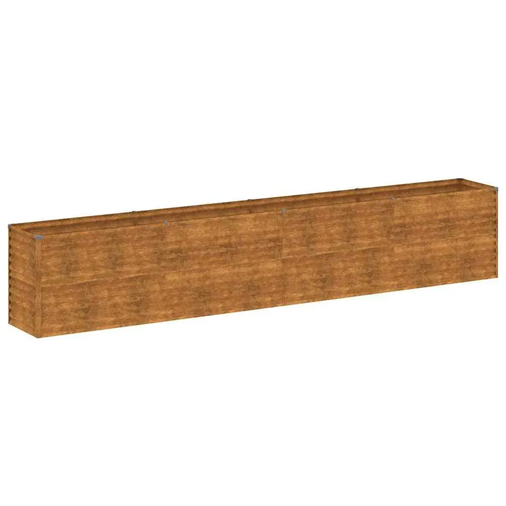 Garden Raised Bed Brown 385x50x69 cm Corten Steel Planter Box Outdoor Garden Bed