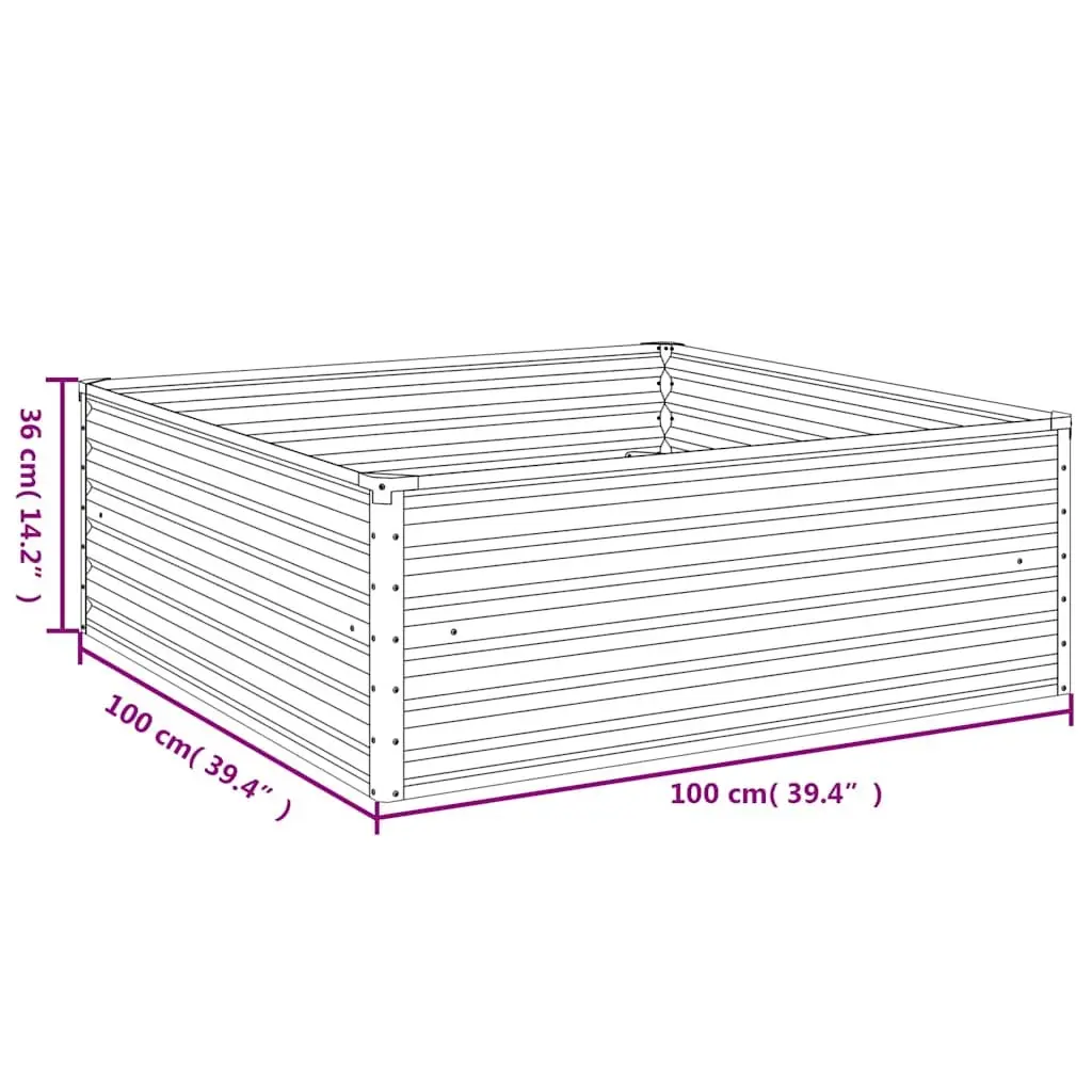 Garden Raised Bed Brown 100x100x36 cm Corten Steel Planter Box Outdoor