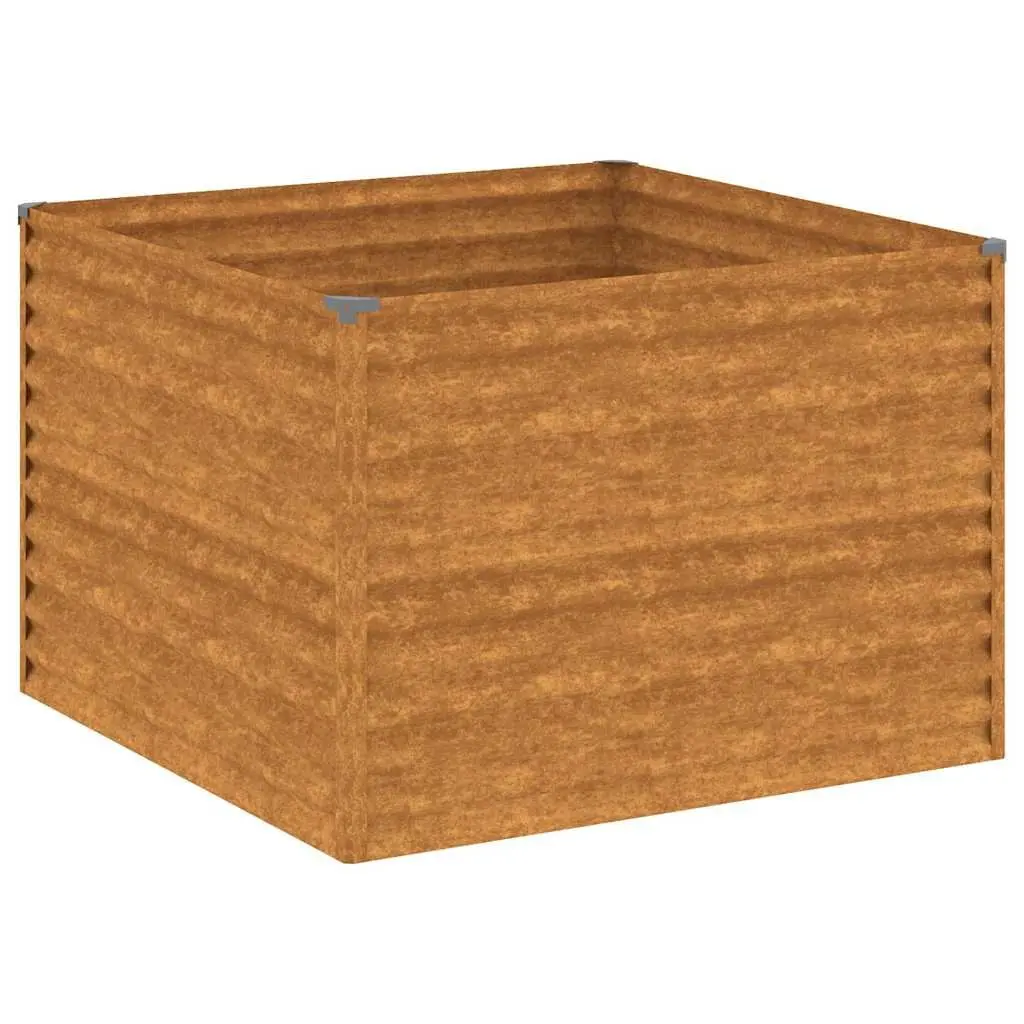 Garden Raised Bed Brown 100x100x69 cm Corten Steel Planter Box Outdoor Flower