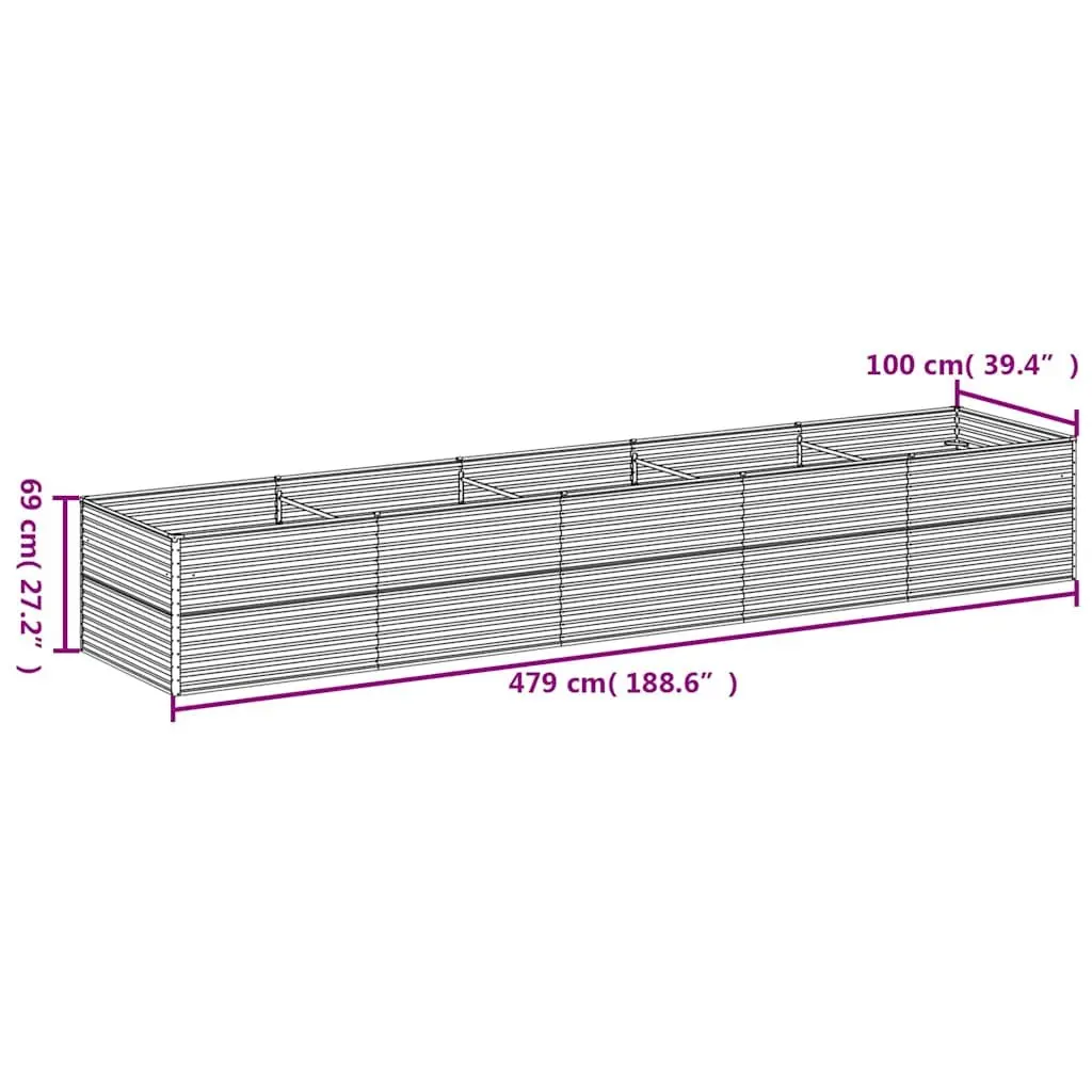 Garden Raised Bed Brown 479x100x69cm Corten Steel Planter Box