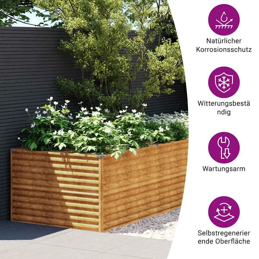 Garden Raised Bed Brown 479x100x69cm Corten Steel Planter Box