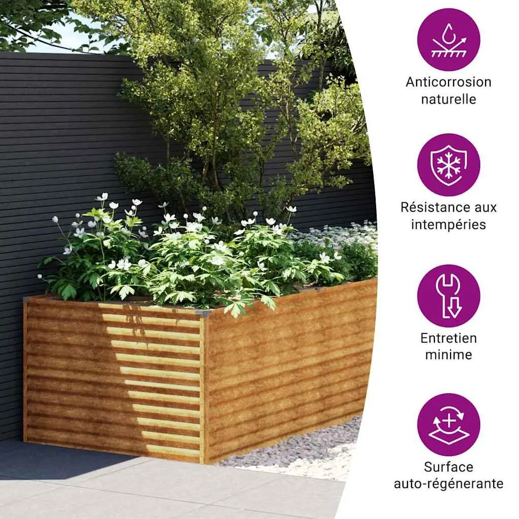 Garden Raised Bed Brown 479x100x69cm Corten Steel Planter Box