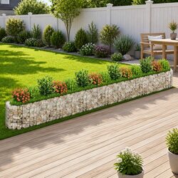 Gabion Raised Bed Galvanised Iron Garden Planter Flower Border 540x50x50cm