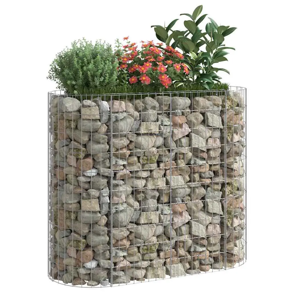 Gabion Raised Bed Planter Silver Galvanised Iron 120 x 50 x 100 cm Sturdy Weather-resistant Garden Border Flower Box