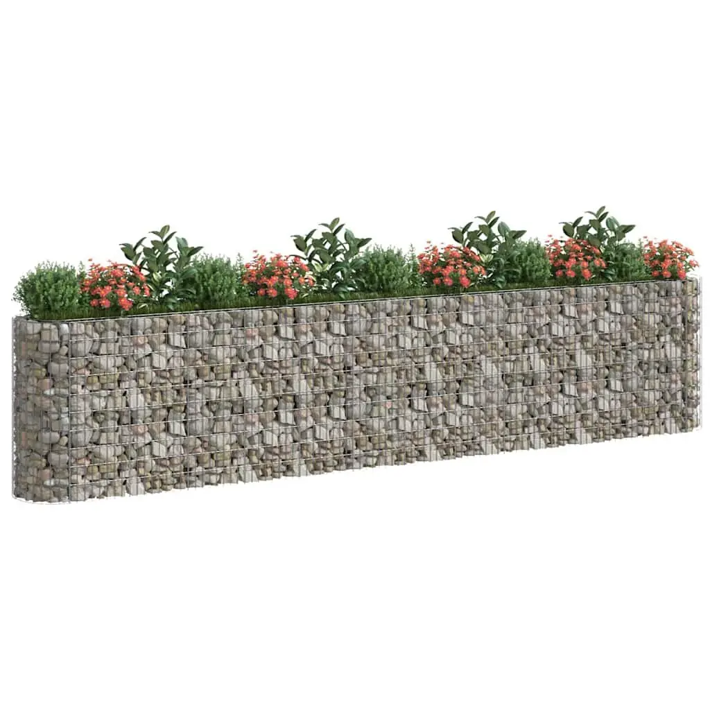 Galvanised Iron Gabion Raised Garden Bed Planter Border 470x50x100cm Silver