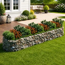 Galvanised Iron Gabion Raised Bed for Gardening 400x100x50cm
