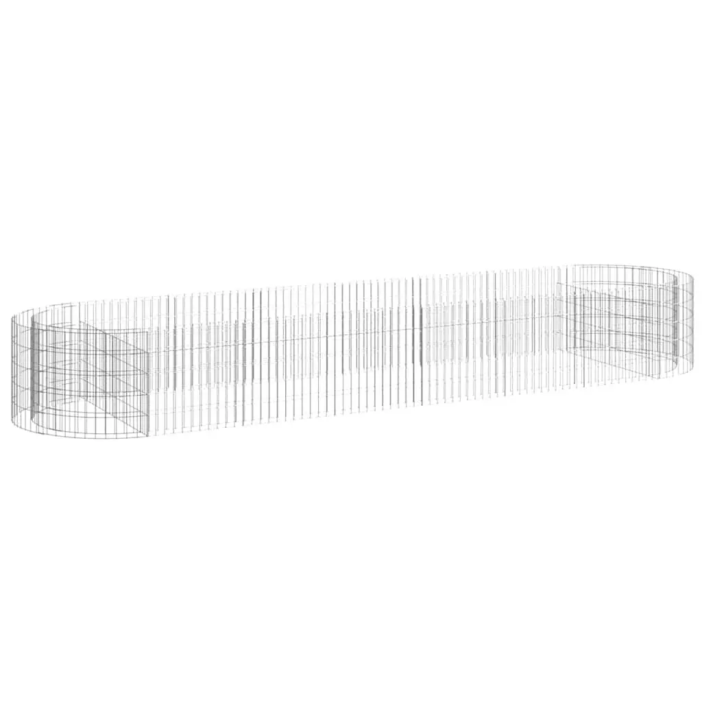 Gabion Raised Bed Silver 400x100x50cm Sturdy Galvanised Iron Weather Resistant Garden Planter