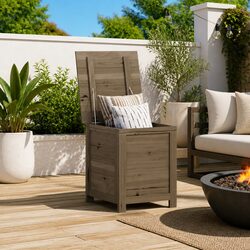 Outdoor Cushion Storage Box Anthracite Solid Fir Wood Garden Patio Furniture
