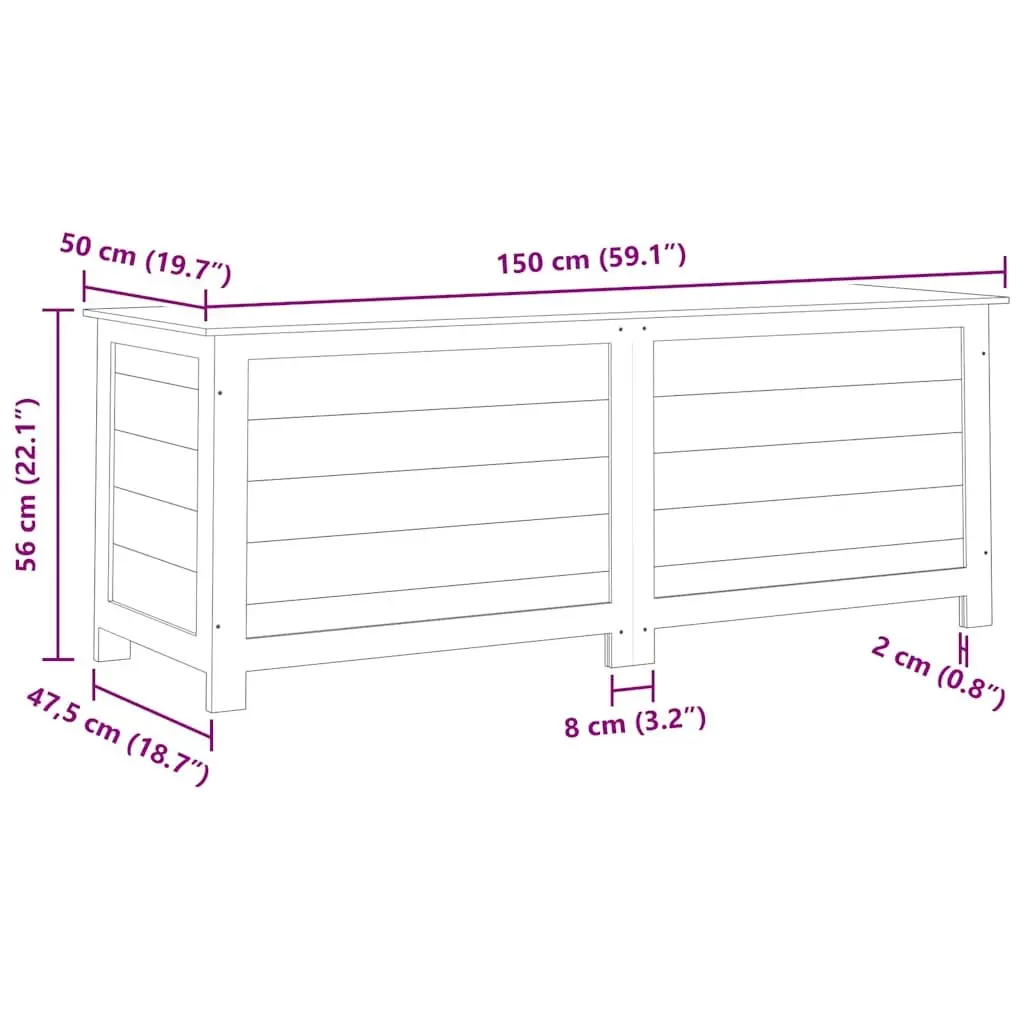 Outdoor Storage Box 150x50x56 cm Solid Fir Wood Garden Patio Cushion Blanket