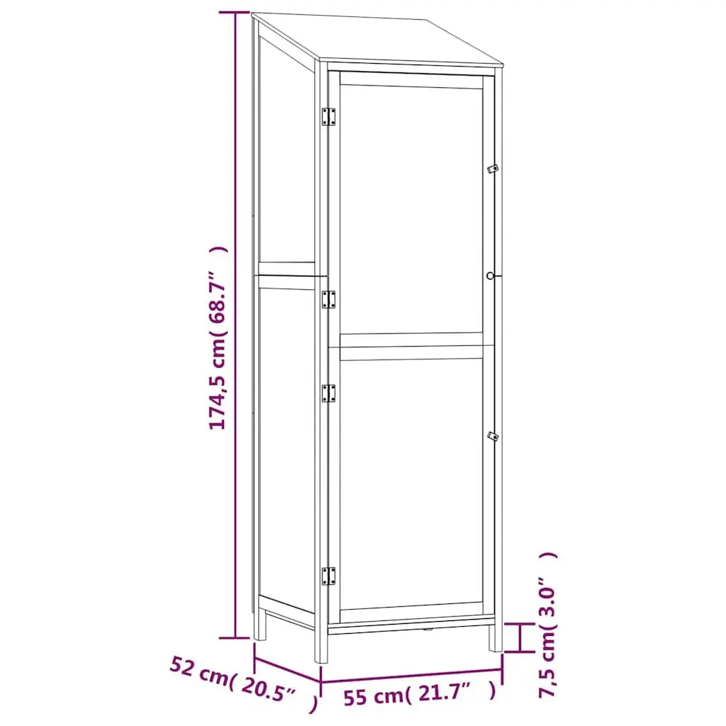 Garden Shed Brown 55x52x174.5cm Solid Wood Fir Outdoor Storage