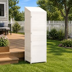 Garden Shed White Outdoor Storage Wooden Backyard Structure Tool Equipment House