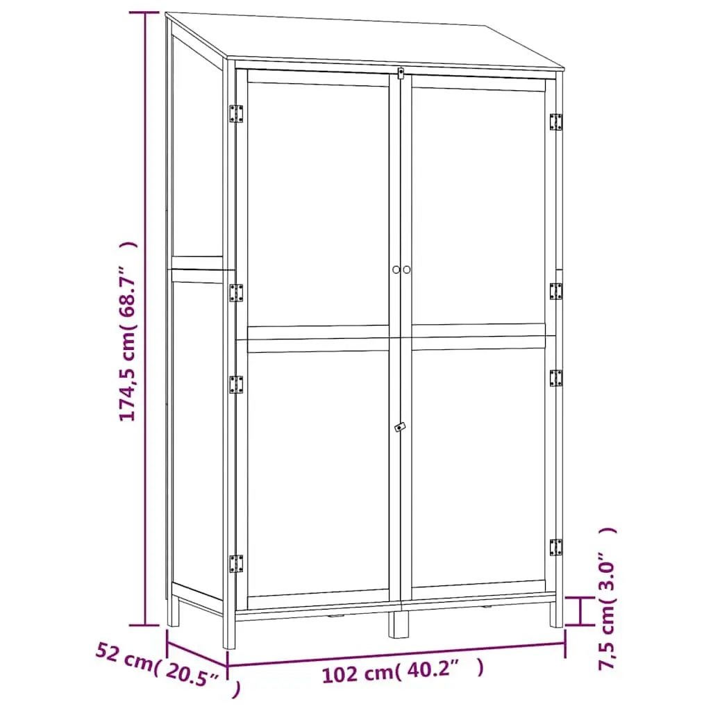Garden Shed Brown 102x52x174.5 cm Wooden Structure Outdoor Storage Tool House