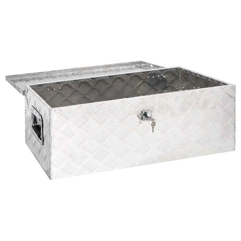 Storage Box Silver 90x47x33.5 cm Aluminium Tool Organizer Locking Case