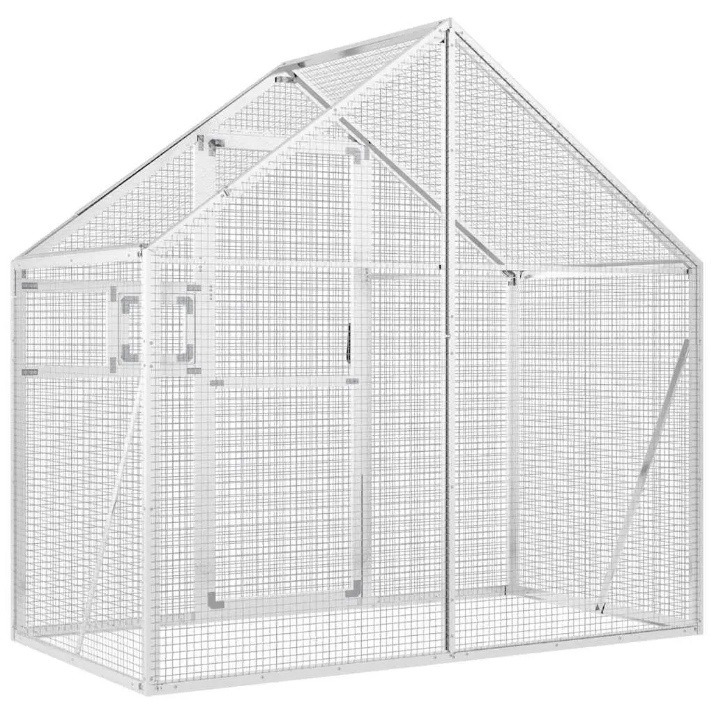 Bird Aviary Silver 179x100x185 cm Aluminium Frame Wire Mesh Cage
