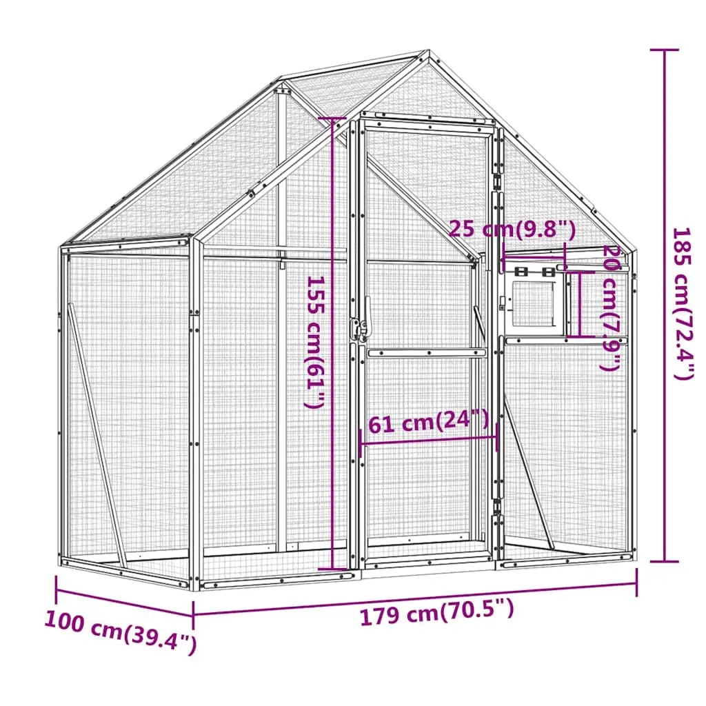 Bird Aviary Anthracite Large Outdoor Flight Cage Aluminium Frame Wire Mesh