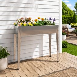 Garden Planter Raised Bed 100.5x40.5x90cm Galvanised Steel High Feet Outdoor