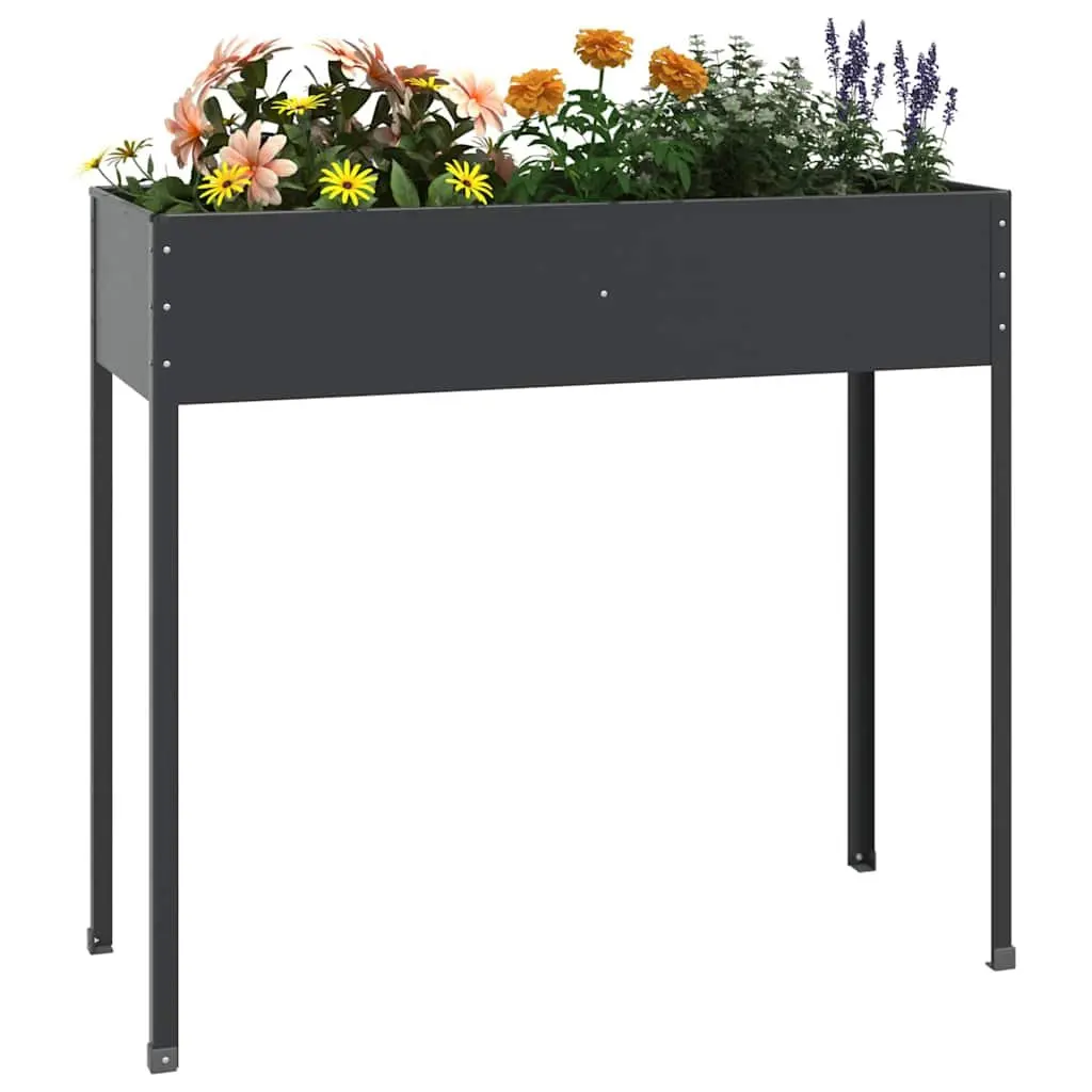 Garden Planter Anthracite High Feet Galvanised Steel Weather Resistant Outdoor Pots