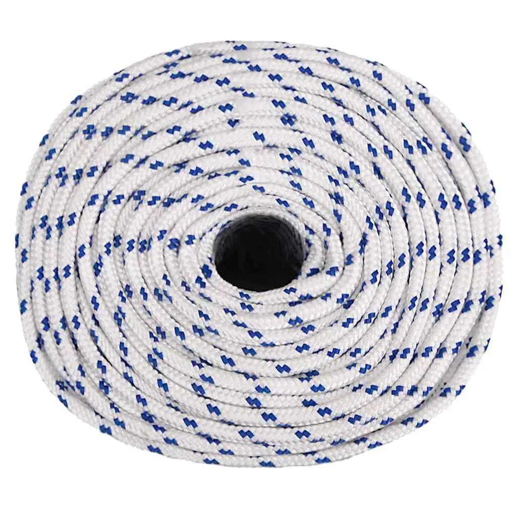 Boat Rope White 6mm Braided Polypropylene Durable Marine Sailing Rigging Dock Line 25m