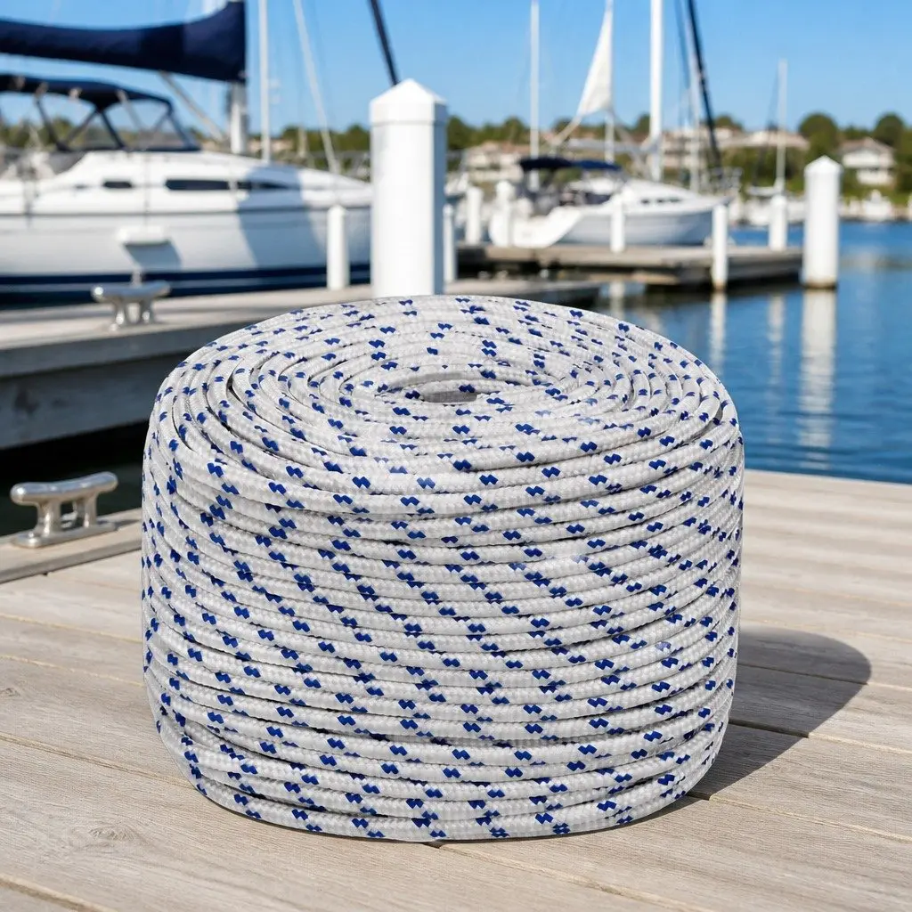 Boat Rope White 8mm 25m Braided Polypropylene Durable Weather Resistant Marine Dock Line