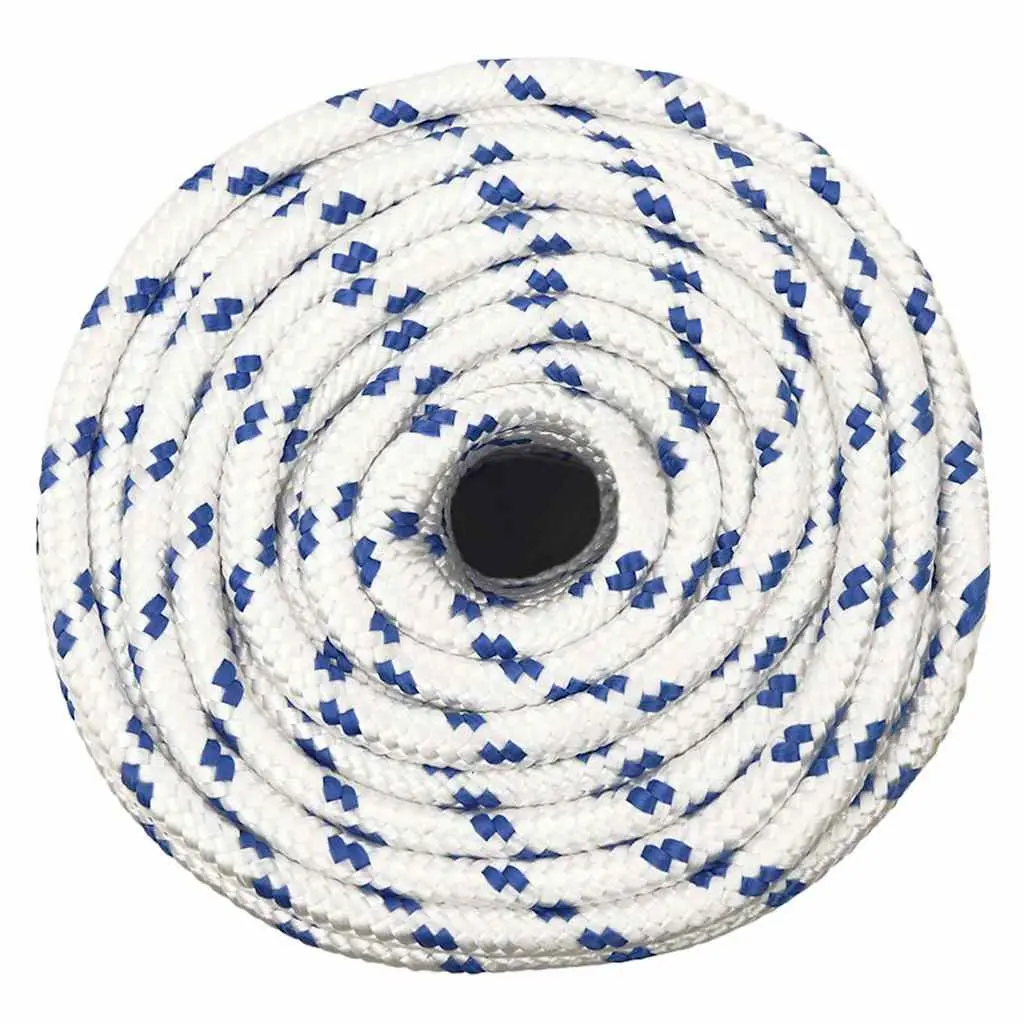 Marine Rope White 12mm 25m Braided Polypropylene Weather-Resistant Dock Line