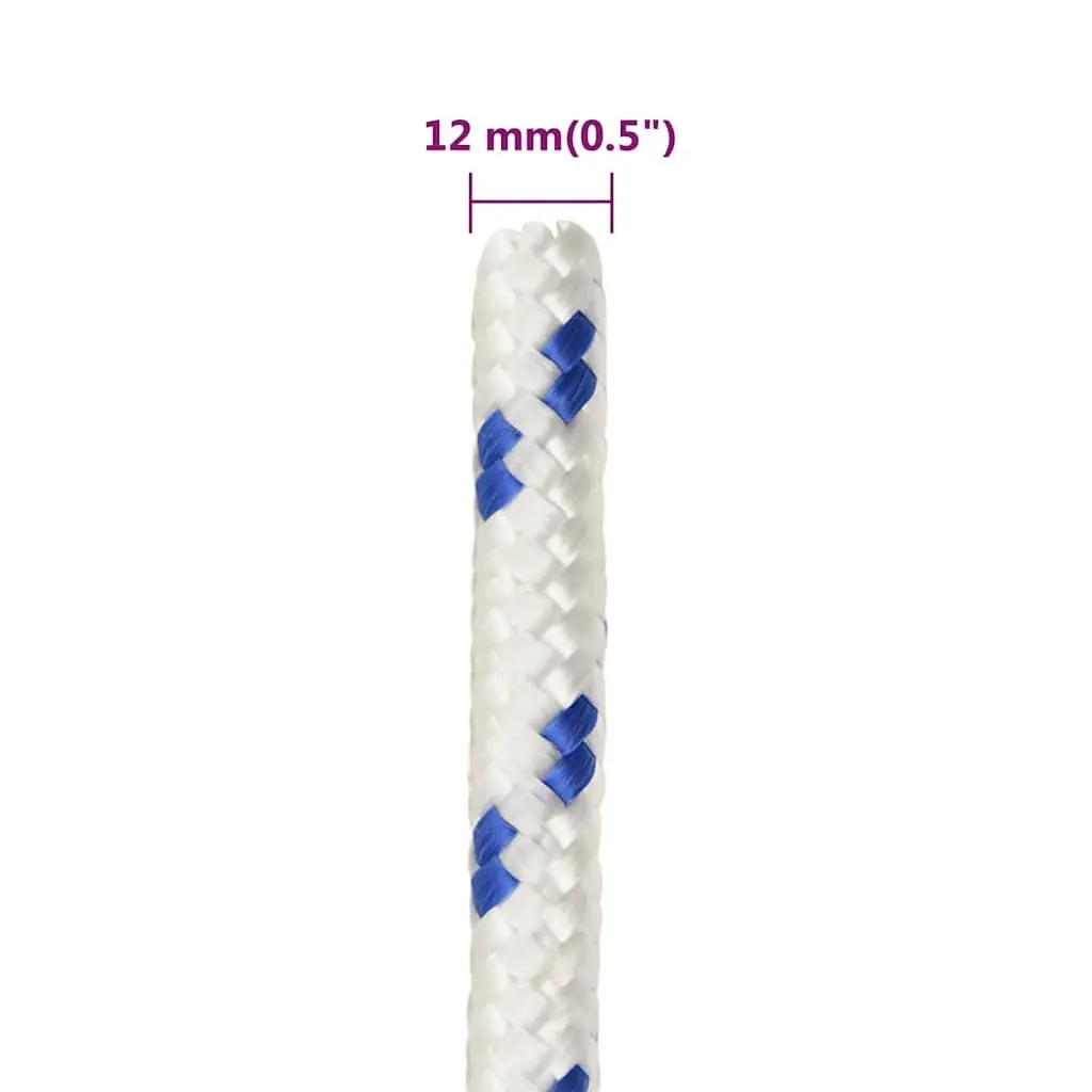 Boat Rope White 12mm Durable Polypropylene Braided Marine Sailing Rigging Dock Line 100m