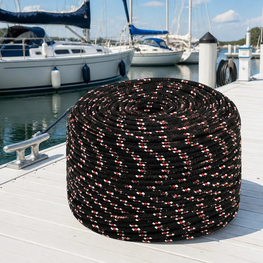 Boat Rope Black 6mm 50m Polypropylene Braided Marine Dock Line