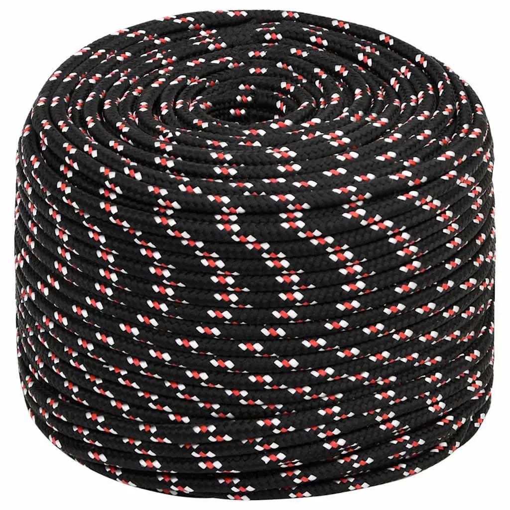 Boat Rope Black 6mm 50m Polypropylene Braided Marine Dock Line