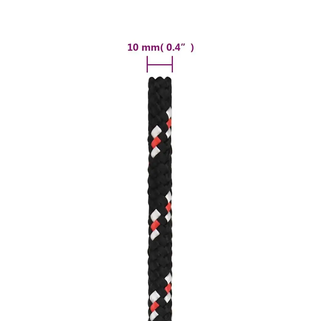 Boat Rope Black 10mm 25m Braided Polypropylene Marine Dock Line Sailing Rigging
