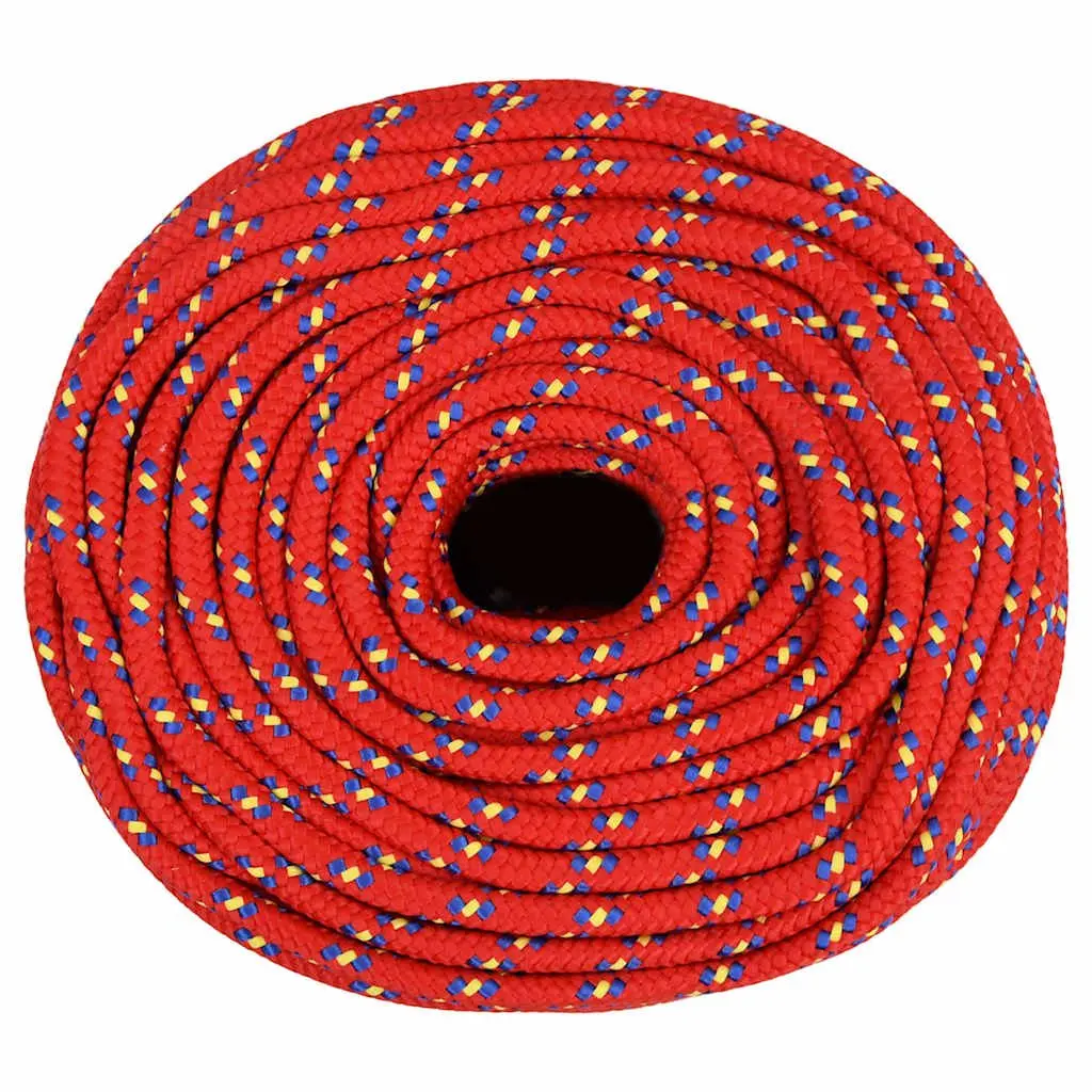Boat Rope Red 8mm 50m Braided Polypropylene Marine Dock Line