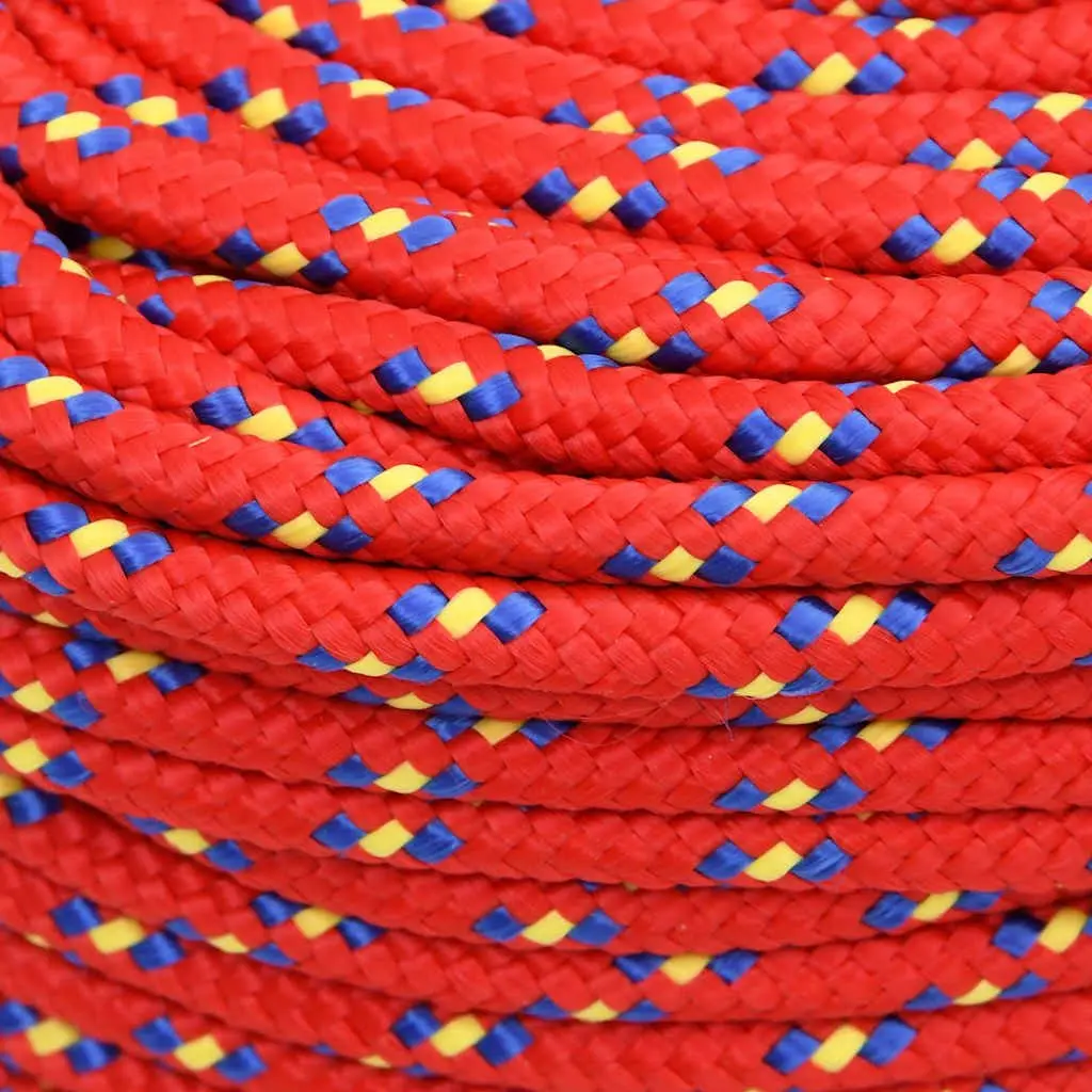 Boat Rope Red 8mm 50m Braided Polypropylene Marine Dock Line