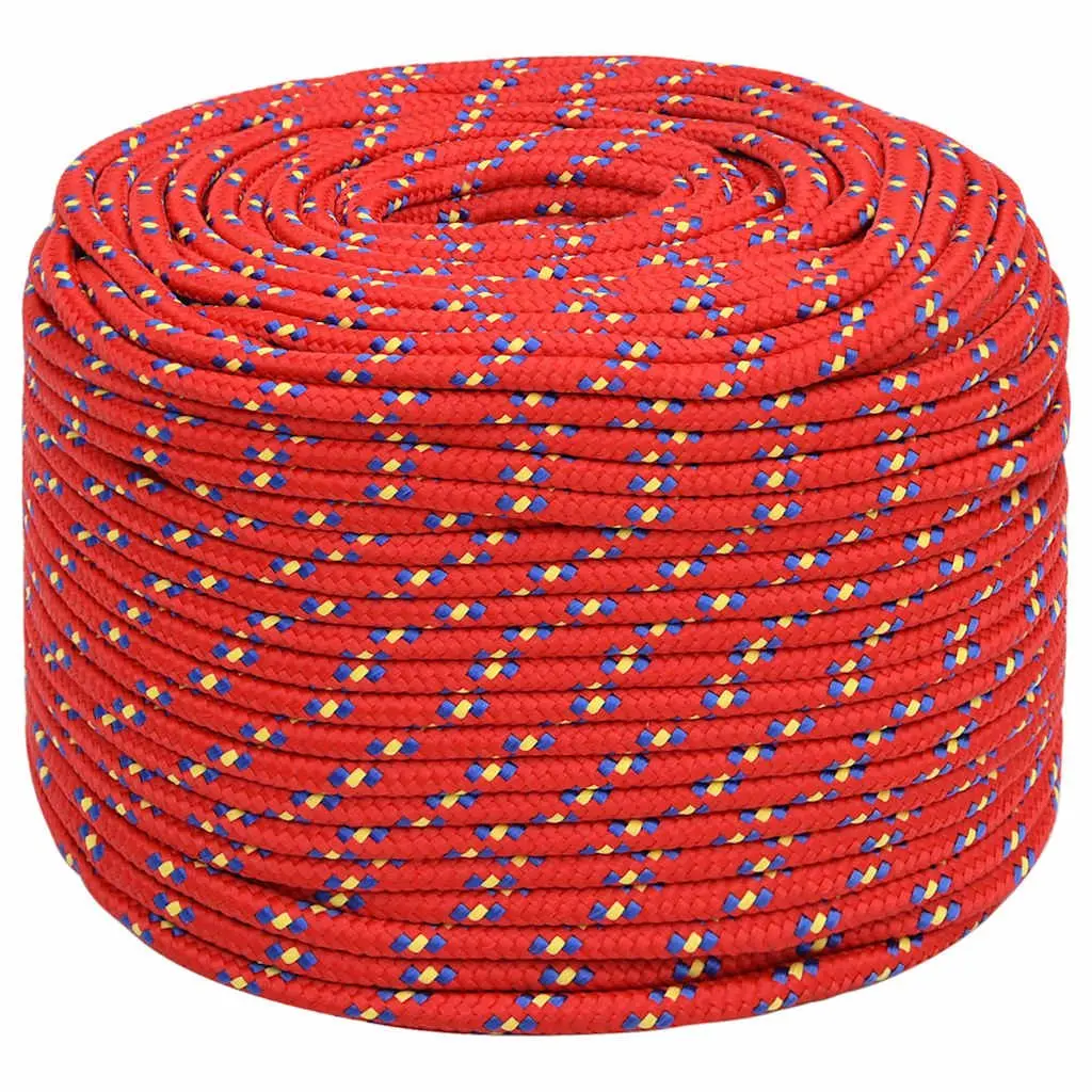 Boat Rope Red 10mm 100m Polypropylene Braided Marine Dock Line