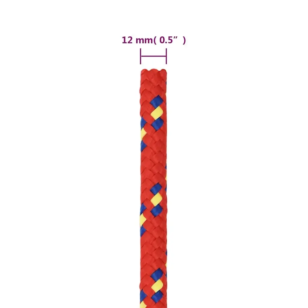 Boat Rope Red 12mm 25m Braided Polypropylene Durable Marine Dock Line