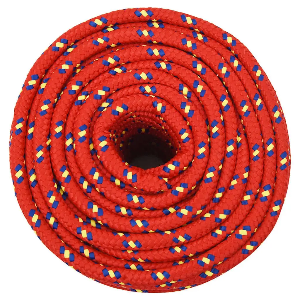 Boat Rope Red 12mm Braided Polypropylene Durable Weather-Resistant Marine Rope 100m