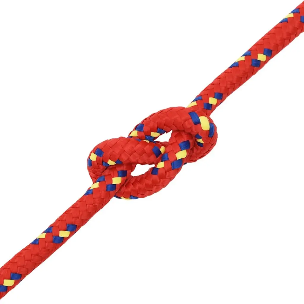 Boat Rope Red 12mm Braided Polypropylene Durable Weather-Resistant Marine Rope 100m