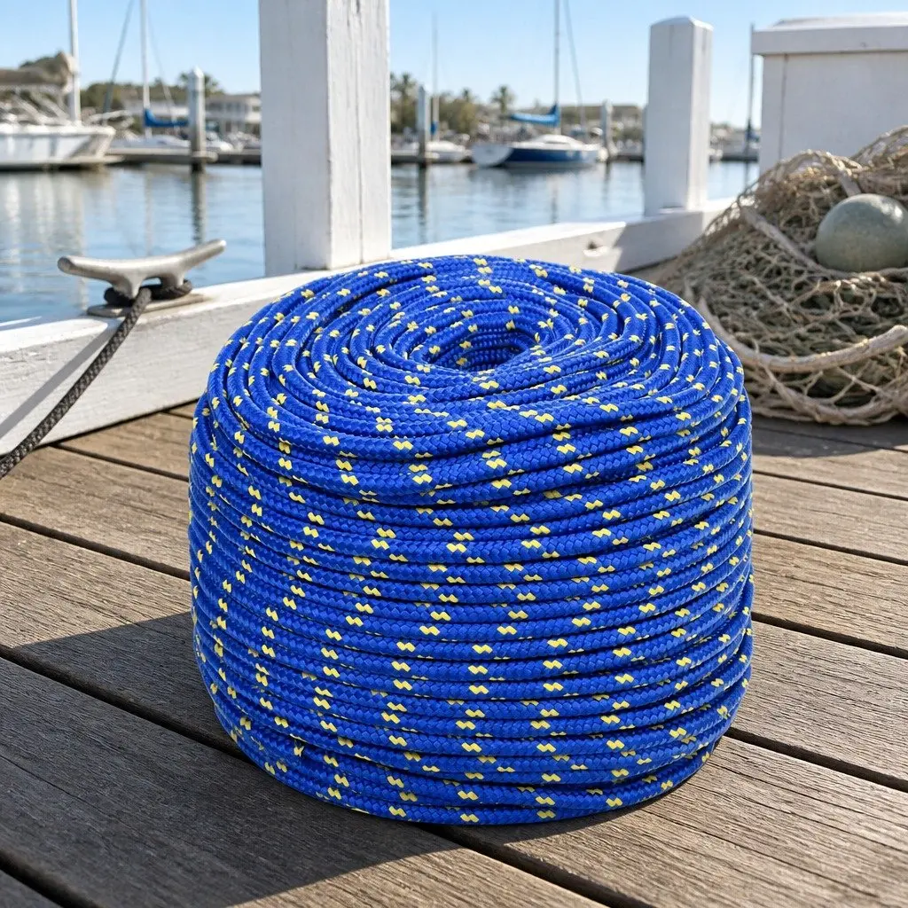 Boat Rope Blue 8mm 25m Braided Polypropylene Marine Dock Line