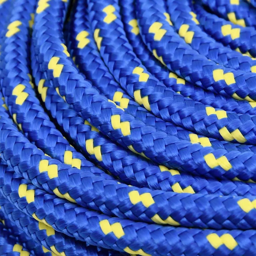 Boat Rope Blue 10mm 25m Polypropylene Durable Weather-Resistant Braided Marine Sailing Dock Line
