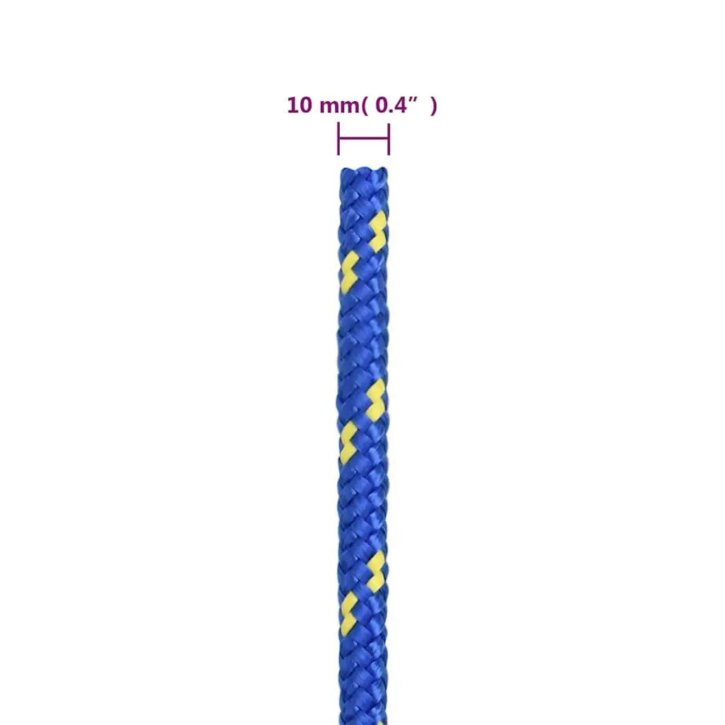 Marine Rope Blue 10mm 100m Polypropylene Braided Durable Weather Resistant