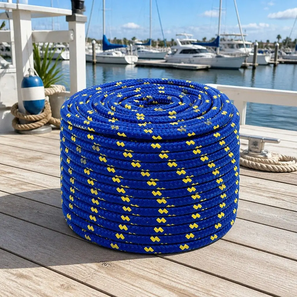 Polypropylene Boat Rope Blue 12mm Braided Weather Resistant Marine Dock Line