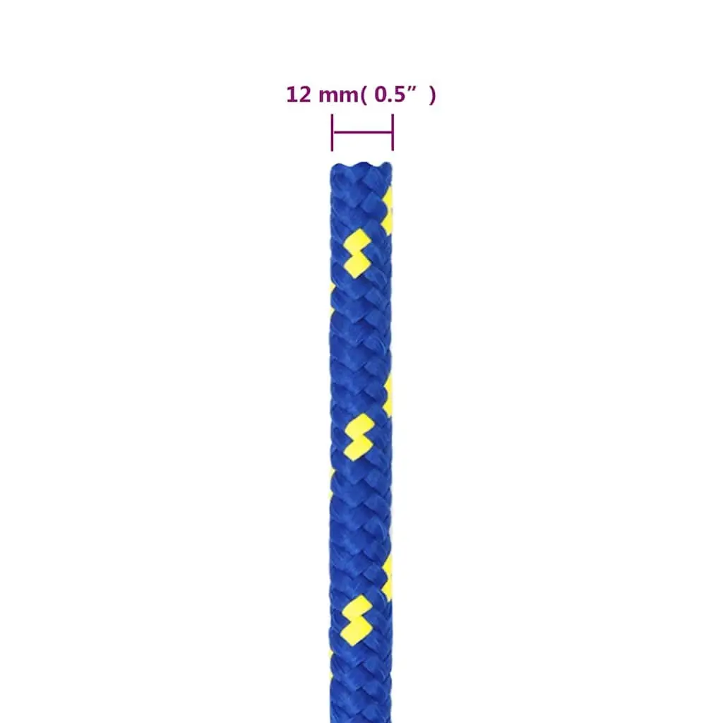 Polypropylene Boat Rope Blue 12mm Braided Weather Resistant Marine Dock Line