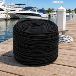 Boat Rope 50m 6mm Black Polypropylene Marine Sailing Dock Line Rigging Coil