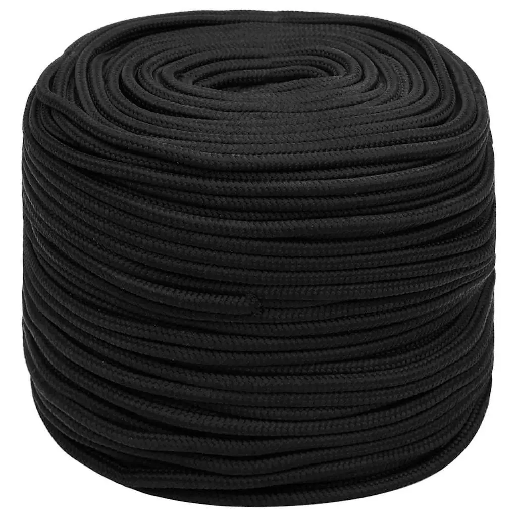 Boat Rope Black 8mm 25m Polypropylene Braided Marine Dock Line