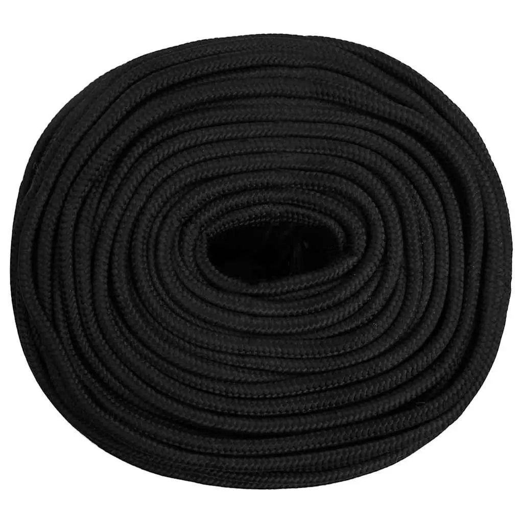 Boat Rope Black 10mm 50m Braided Polypropylene Durable Weather Resistant Marine Dock Line