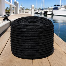 Black Polypropylene Boat Rope 12mm 25m Marine Sailing Braided Line Dock Rigging