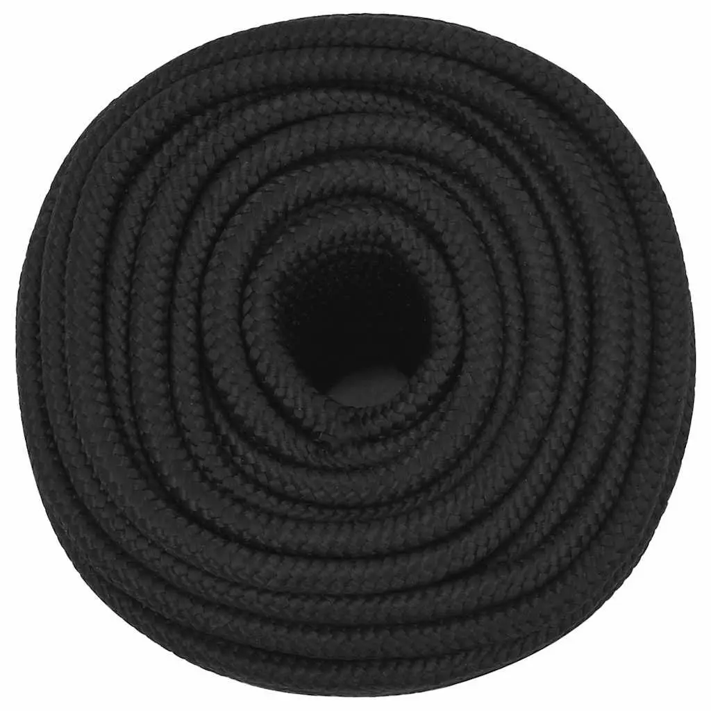 Boat Rope Black 12mm 100m Braided Durable Polypropylene Marine Dock Line