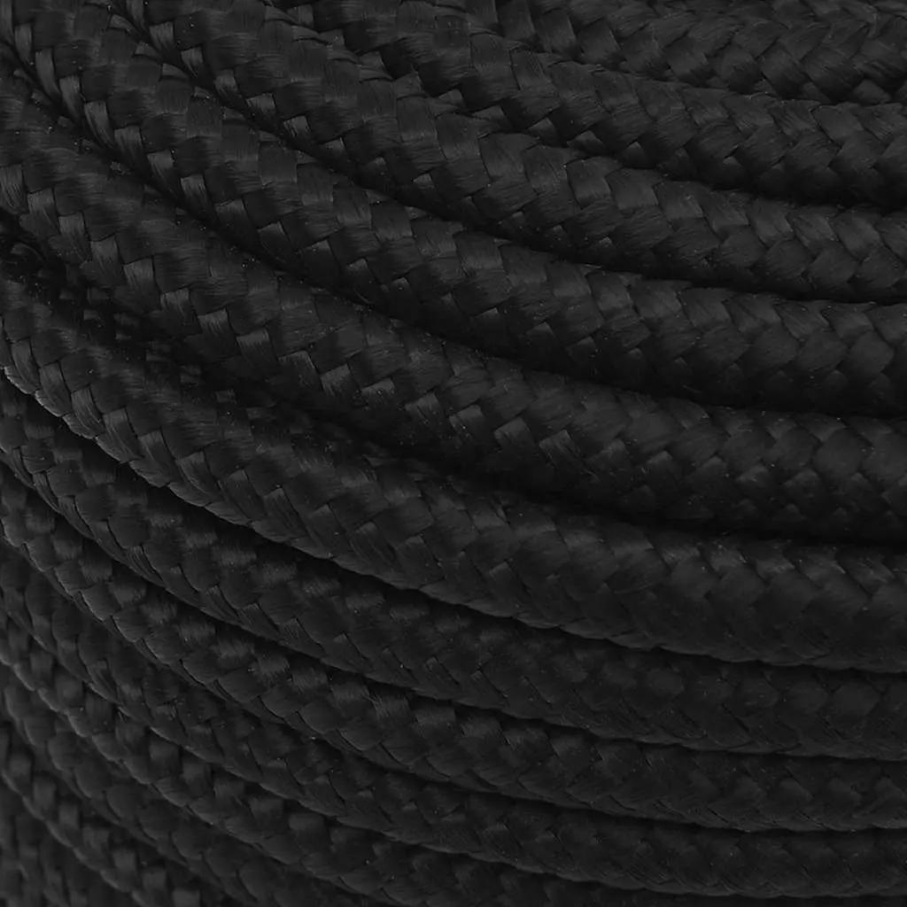 Boat Rope Black 12mm 100m Braided Durable Polypropylene Marine Dock Line