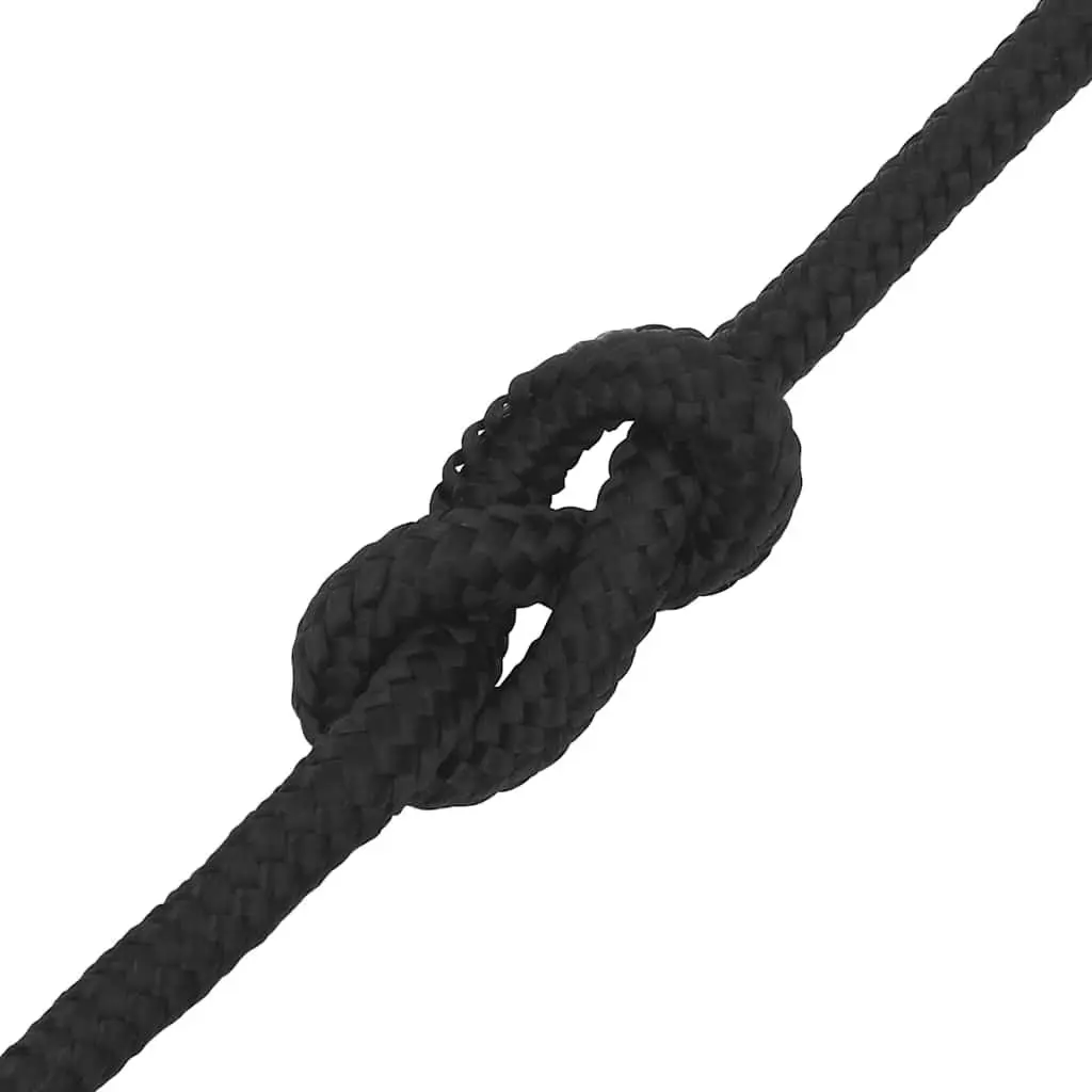 Boat Rope Black 12mm 100m Braided Durable Polypropylene Marine Dock Line