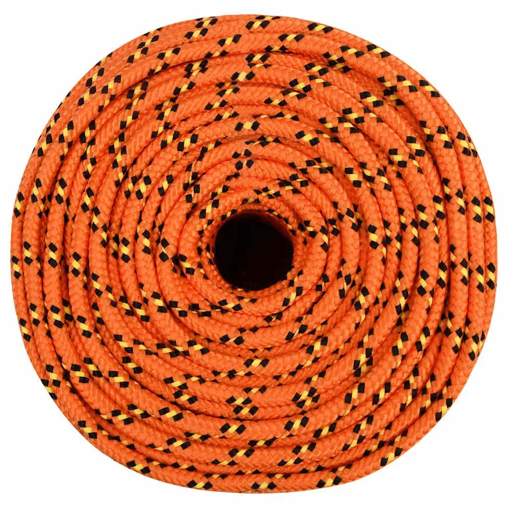 Boat Rope Orange 8mm 50m Polypropylene Braided Weather-Resistant Marine Rigging